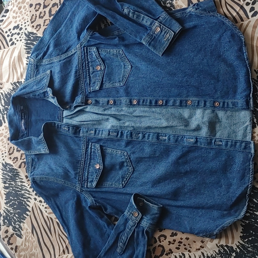 Calvin Klein Jean Button Up Shirt Sz XS